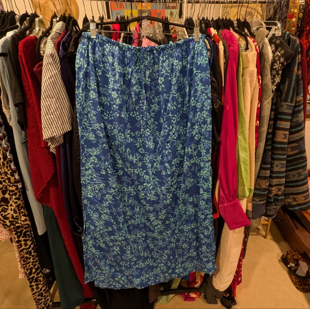 Blue Ginger Hawaiian Floral Blue Skirt - XL